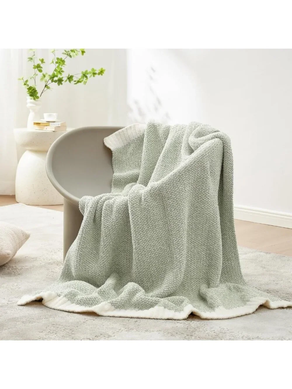 Cozy Sage Green Oversized Throw Blanket 50